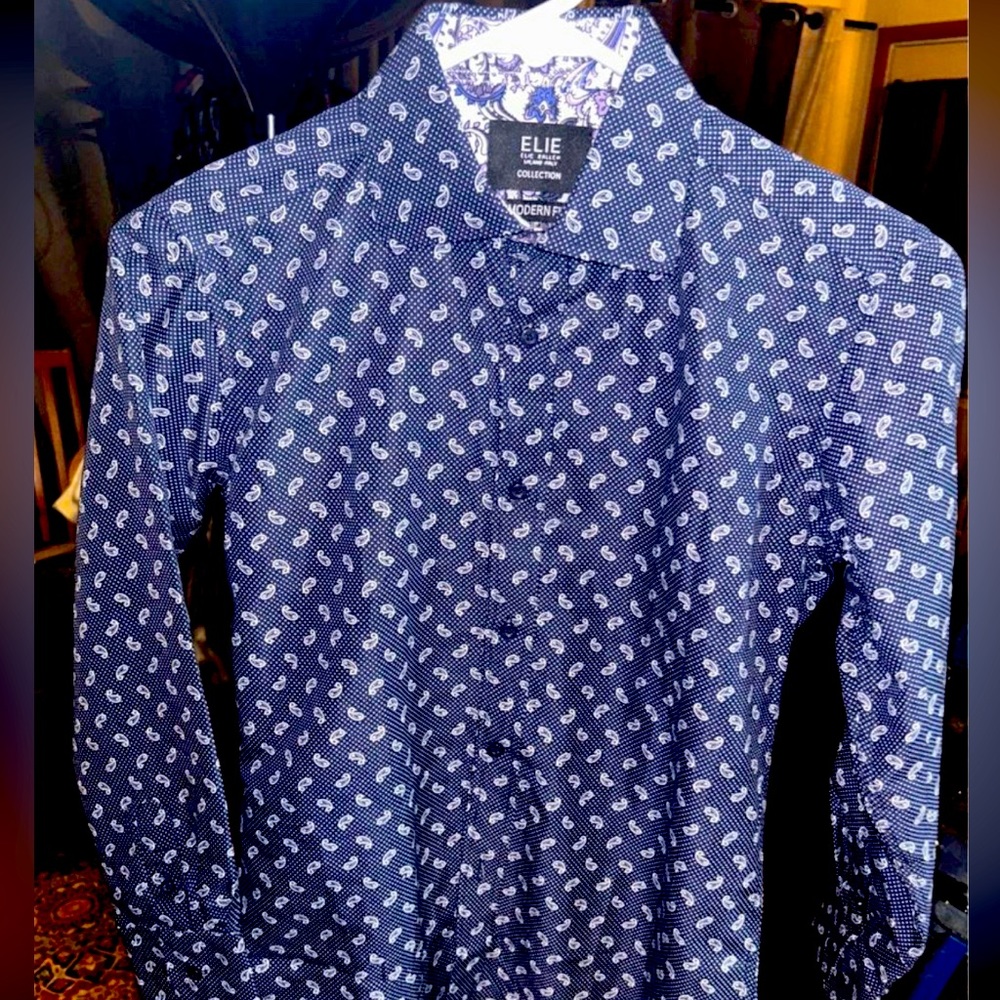 2- Elie Balleh Geometric Print Boy's Dress Casual Button Down Shirts Size 12